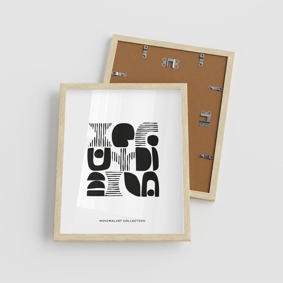 Plakat w ramie 40x50 - Taniec Dziwacznych Kresek - minimalistyczny plakat, czarno biały - rama drewno