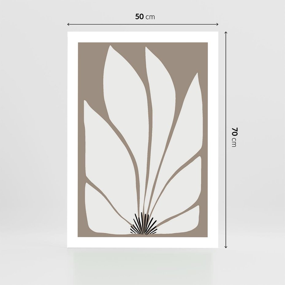 Plakat bez ramy 50x70 - Ekspresyjne Kontury - abstrakcyjny kwiat, beże i brązy