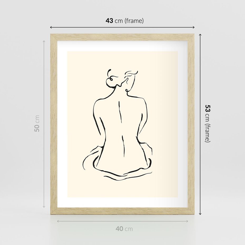 Plakat w ramie 40x50 - Migotliwa Symfonia - kobieta akt, minimalizm - rama drewno