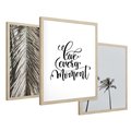Zestaw obrazy w ramie 30x40 galeria - Pozytywny, cytat, palmy, wakacje - rama drewno