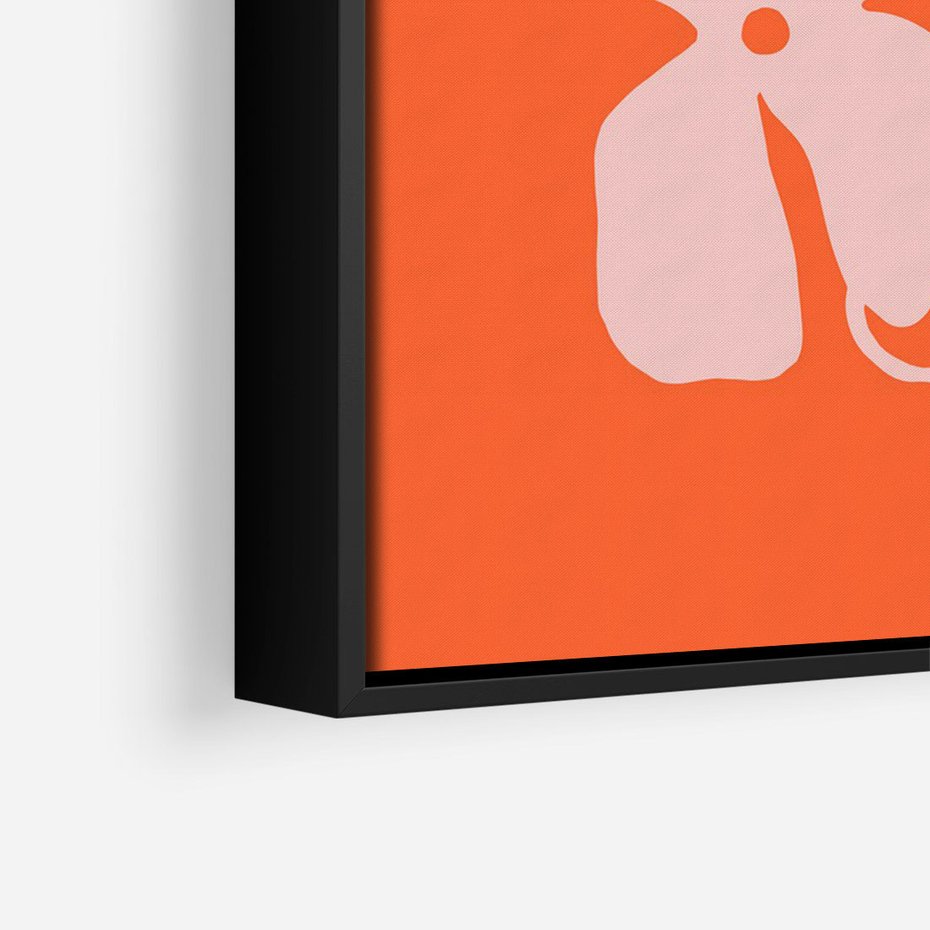 Obraz w ramie 70x100 - Taniec Abstrakcji - kwiaty, energetyczne pomarańczowe tłó - rama czarna