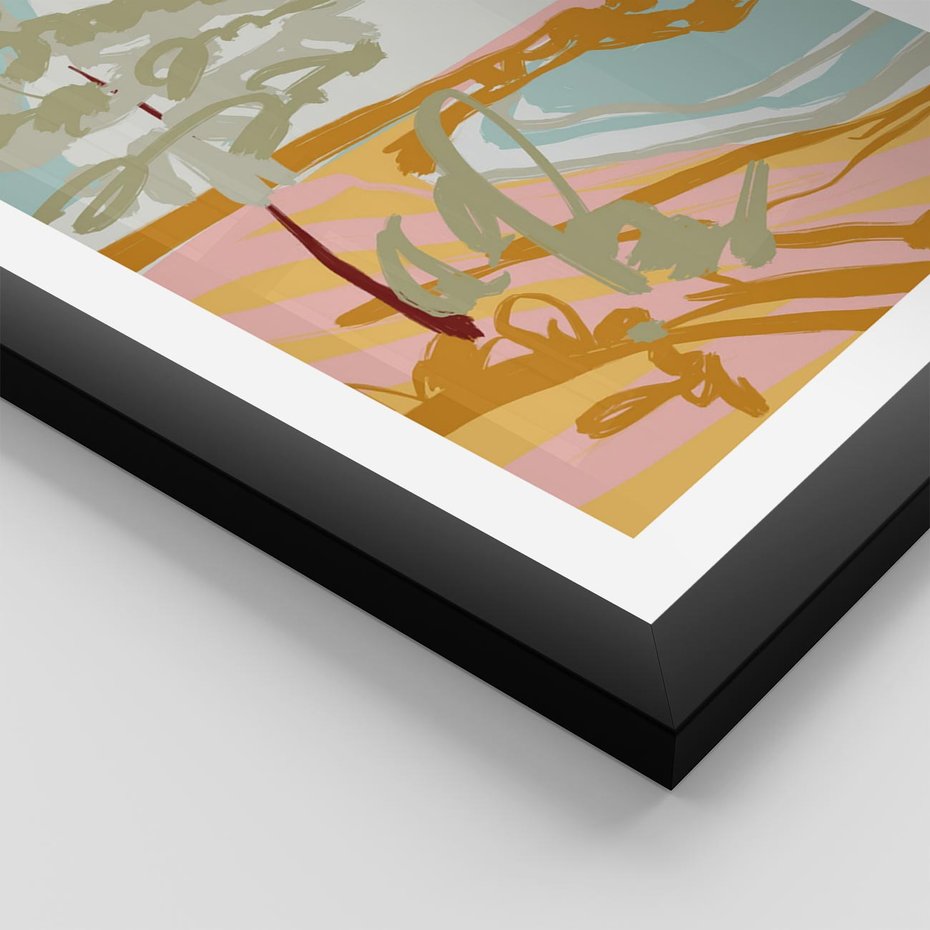 Plakat w ramie 50x70 - Spokojny Wiatr - pastelowy krajobraz, nowoczesny plakat - rama czarna