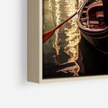 Obraz w ramie 70x100 - Spokojna Wenecja - gondolier w gondoli, kanały Wenecji - rama drewno