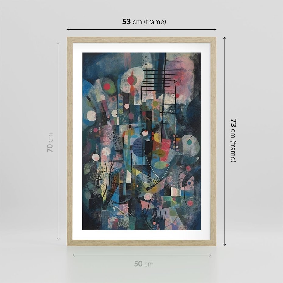 Plakat w ramie 50x70 - Rozbijając Granice Kreatywności - abstrakcyjny obraz, sztuka abstrakcji - rama drewno