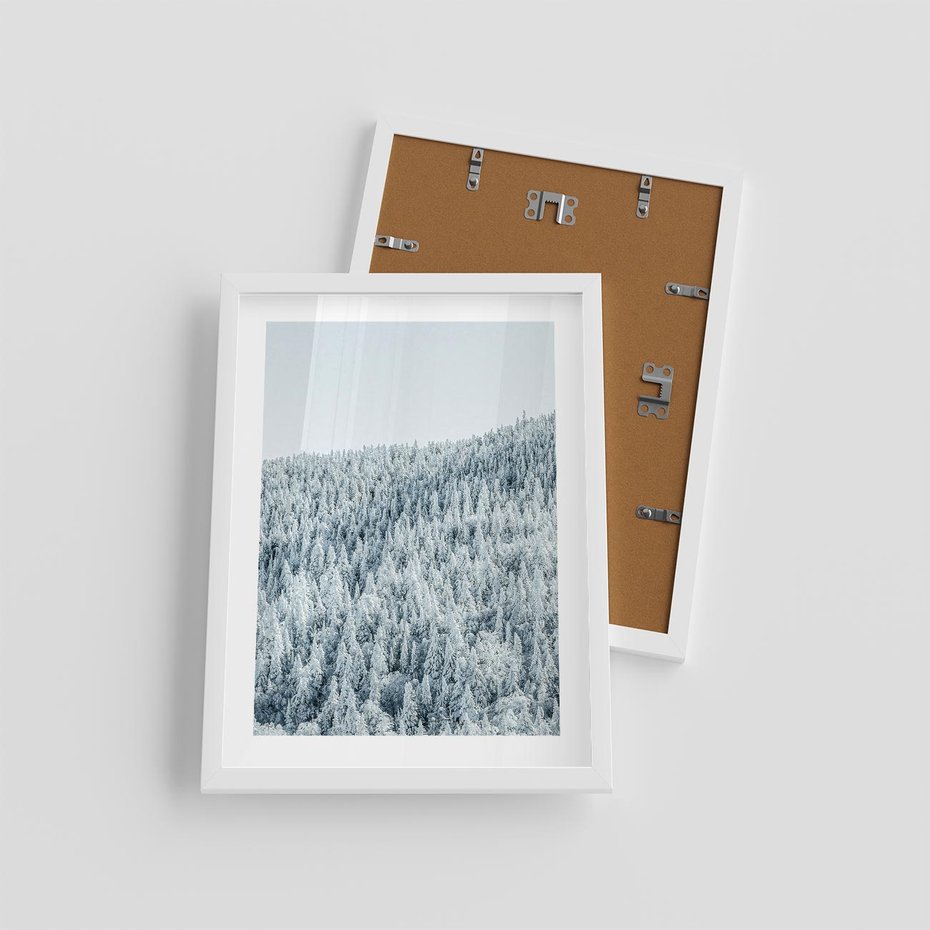 Plakat w ramie 30x40 - Cicha Zima - las, zima - rama biała