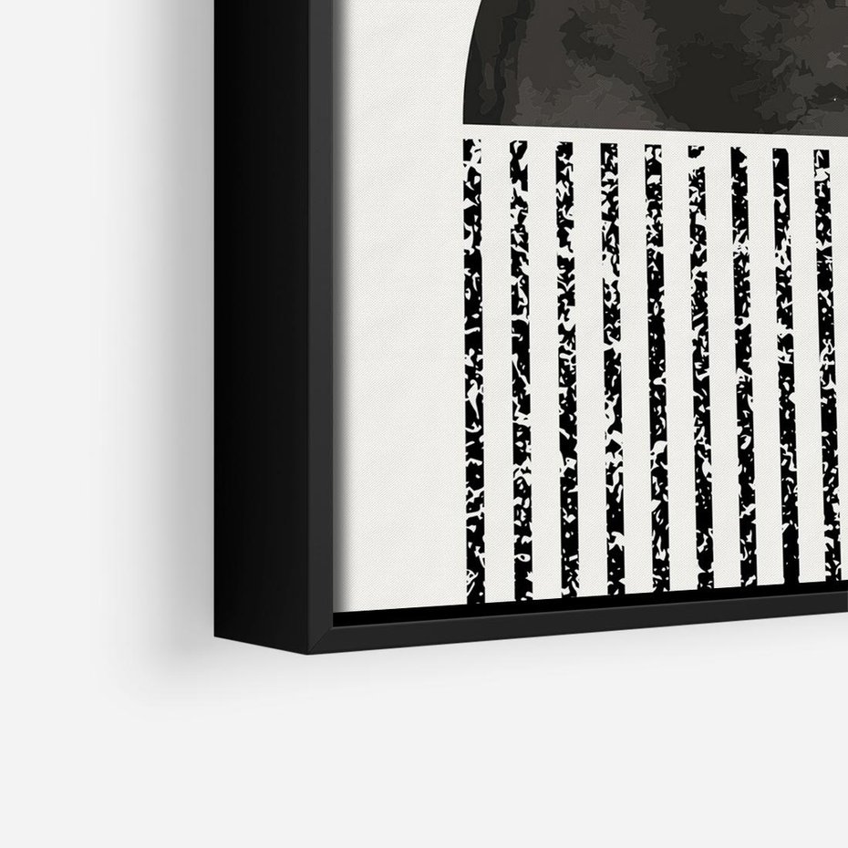 Obraz w ramie 50x50 - Księga Wibracji - abstrakcyjne czarno białe formy, minmalizm - rama czarna