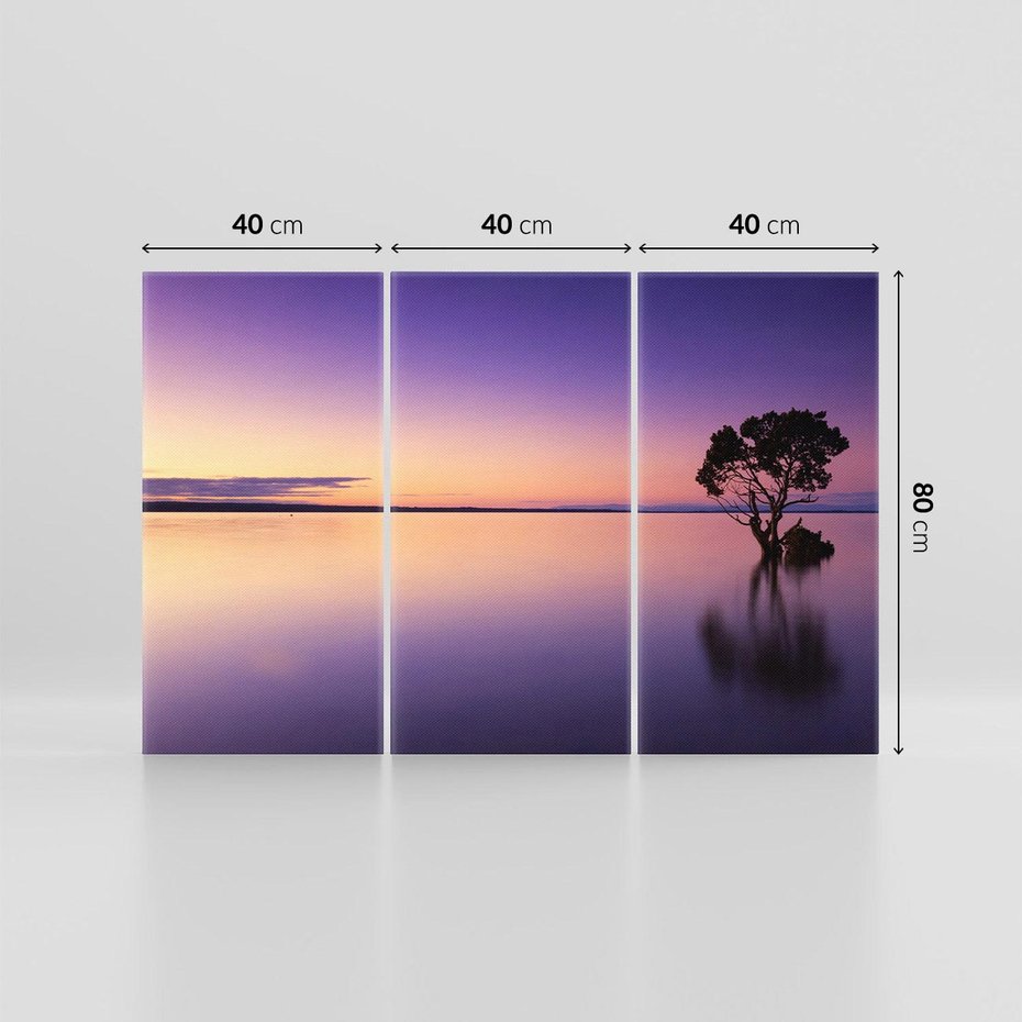 Obraz na płótnie 120x80 - Jezioro wśród drzew o zachodzie - jezioro, drzewo