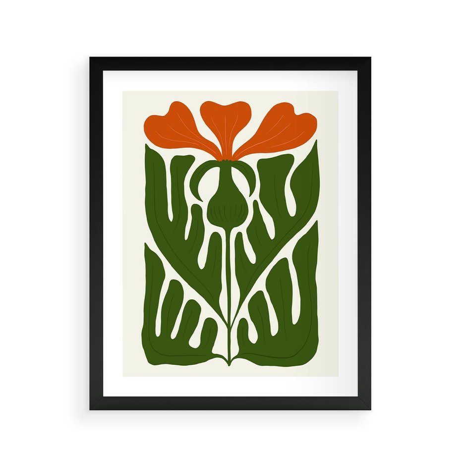 Plakat w ramie 40x50 - Minimalistyczny Urok Kwiatu - kwiat, sztuka nowoczesna - rama czarna