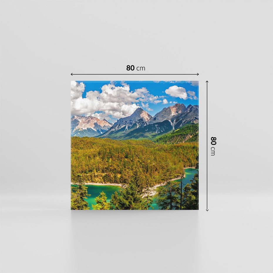 Obraz na płótnie 80x80 - Górska harmonia las i szczyty - góry, las