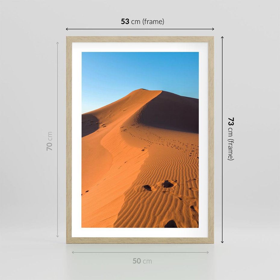 Plakat w ramie 50x70 - Piasek pustyni wędruje - pustynia, piasek - rama drewno