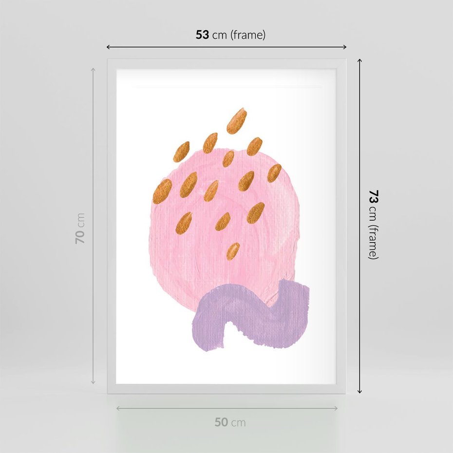 Plakat w ramie 50x70 - Migoczące Pastelowe Kształty - akwarela, minimalizm - rama biała