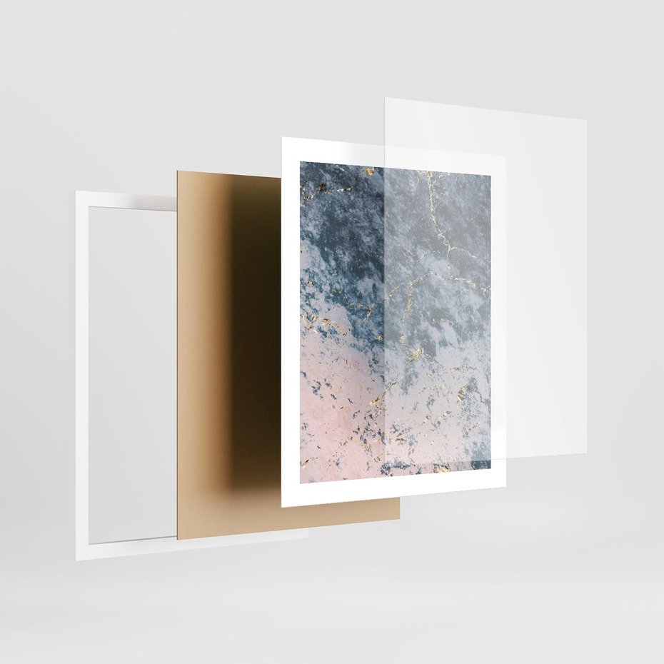 Plakat w ramie 40x50 - Elegancja i Wyrafinowanie - marmur, złoto - rama biała