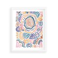 Plakat w ramie 40x50 - Eksploracja Etnicznych Granic - kolorowe etniczne wzory, tęczowe żywe kolory - rama biała