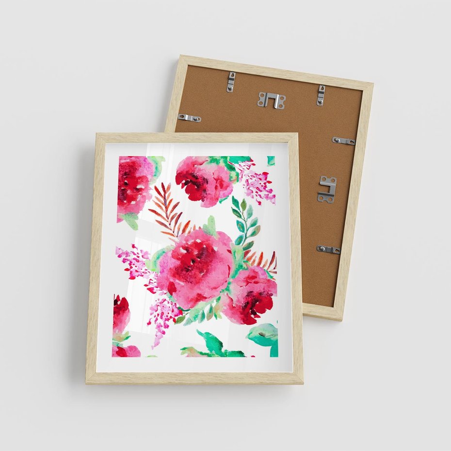 Plakat w ramie 40x50 - Delikatna Akwarela - kwiaty, akwarela - rama drewno