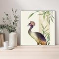 Obraz w ramie 80x80 - Kwiatowa Ekspresja - japońska sztuka, ptak - rama biała