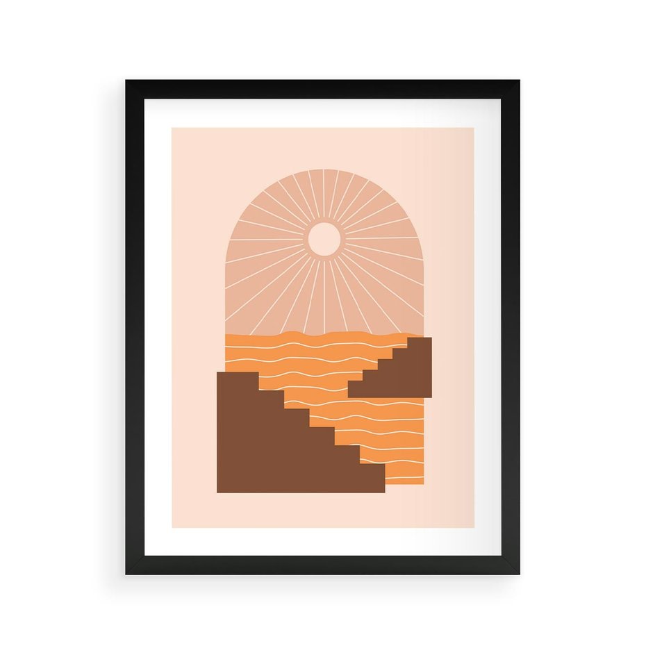 Plakat w ramie 40x50 - Słoneczne Inspiracje w Stylu Boho - boho grafika, słońce - rama czarna