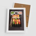 Plakat w ramie 50x70 - Kulinarne podróże do Japonii - sushi, japonia - rama biała