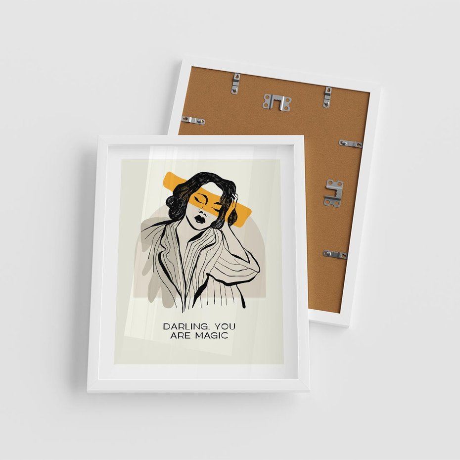 Plakat w ramie 40x50 - Sztuka Kobiecej Osobowości - nowoczesna grafika, kobieta - rama biała