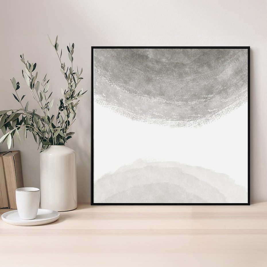 Obraz w ramie 50x50 - Impresje Energii - rozmyte cienie, abstrakcja - rama czarna