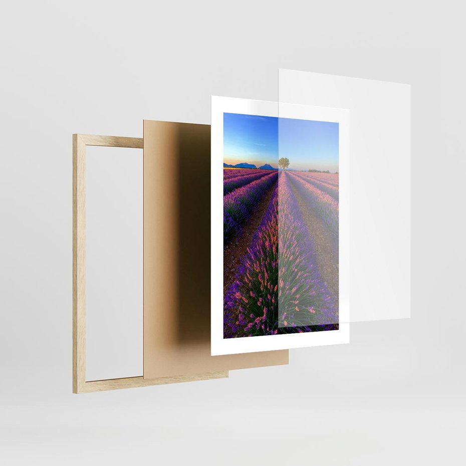 Plakat w ramie 30x40 - Fioletowa Magia - pole, lawendy - rama drewno