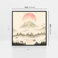 Obraz w ramie 50x50 - Przyroda Japonii - japońska akwarela, góry - rama czarna
