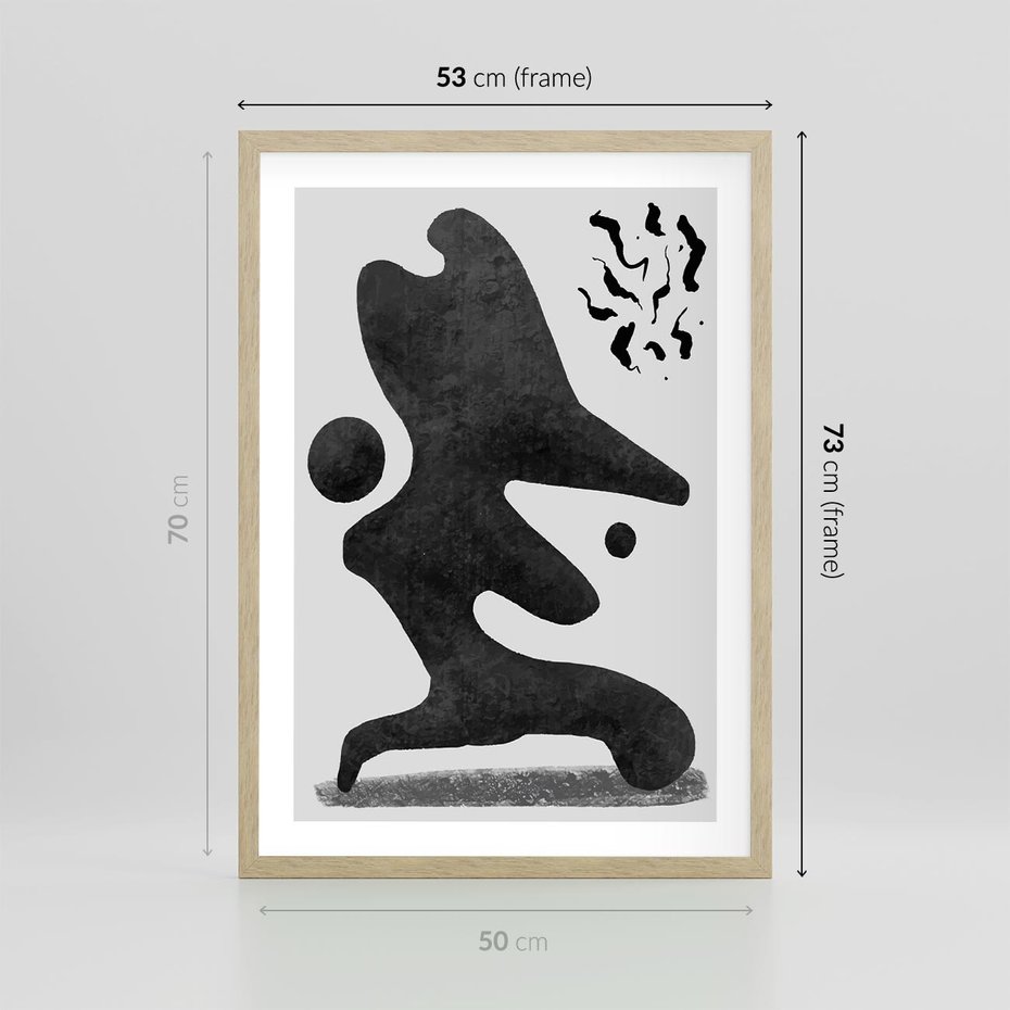 Plakat w ramie 50x70 - Abstrakcja w Monochromii - nowoczesna grafika, abstrakcja - rama drewno