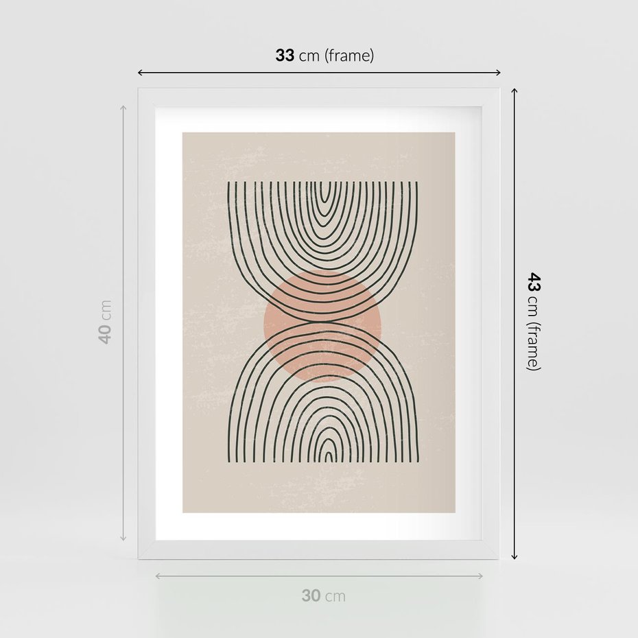 Plakat w ramie 30x40 - Nowy Rytuał - abstrakcyjna sztuka, boho kształty - rama biała