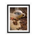 Plakat w ramie 40x50 - Kawowa filiżanka pełna aromatu - kawa, filiżanka - rama czarna