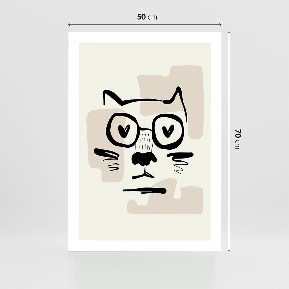 Plakat bez ramy 50x70 - Minimalistyczny Kot: Czarna Kreska - kot, grafika