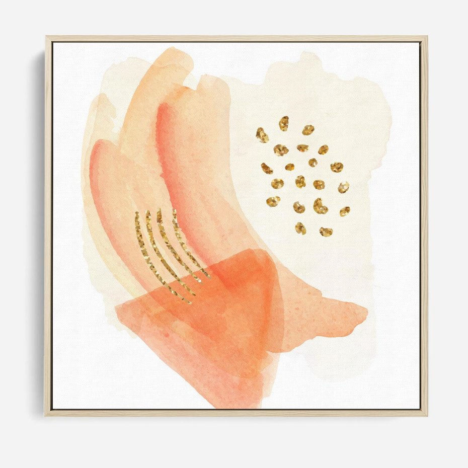 Obraz w ramie 50x50 - Rozkwitające Odbicia Form - abstrakcyjne akwarelowe plamy, minimalizm - rama drewno