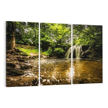 Obraz na płótnie 120x80 - Magia wodospadu w lesie - wodospad, las
