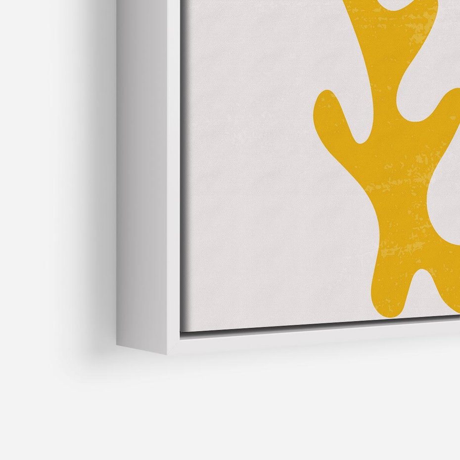 Obraz w ramie 80x80 - Abstrakcyjna Synergia - abstrakcyjna żółta forma, minimalizm - rama biała