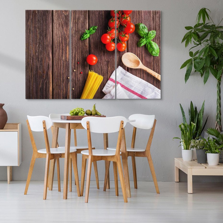 Obraz na płótnie 120x80 - "Spaghetti: Sztuka kulinarna na płótnie - spaghetti, makaron