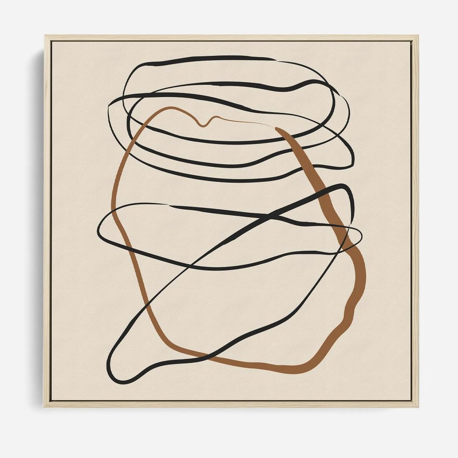 Obraz w ramie 80x80 - Bezczasowe Kontury - abstrakcyjne linie, zaplątane - rama drewno