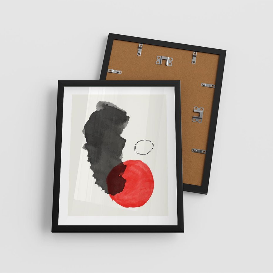 Plakat w ramie 40x50 - Wibracje Linii - abstrakcyjne nieregularne plamy, czarny - rama czarna