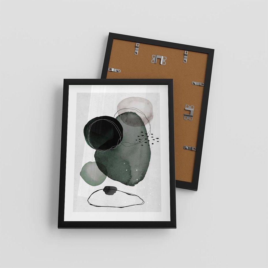 Plakat w ramie 30x40 - Abstrakcyjne Plamy w Akwareli - abstrakcyjne akwarelowe plamy - rama czarna