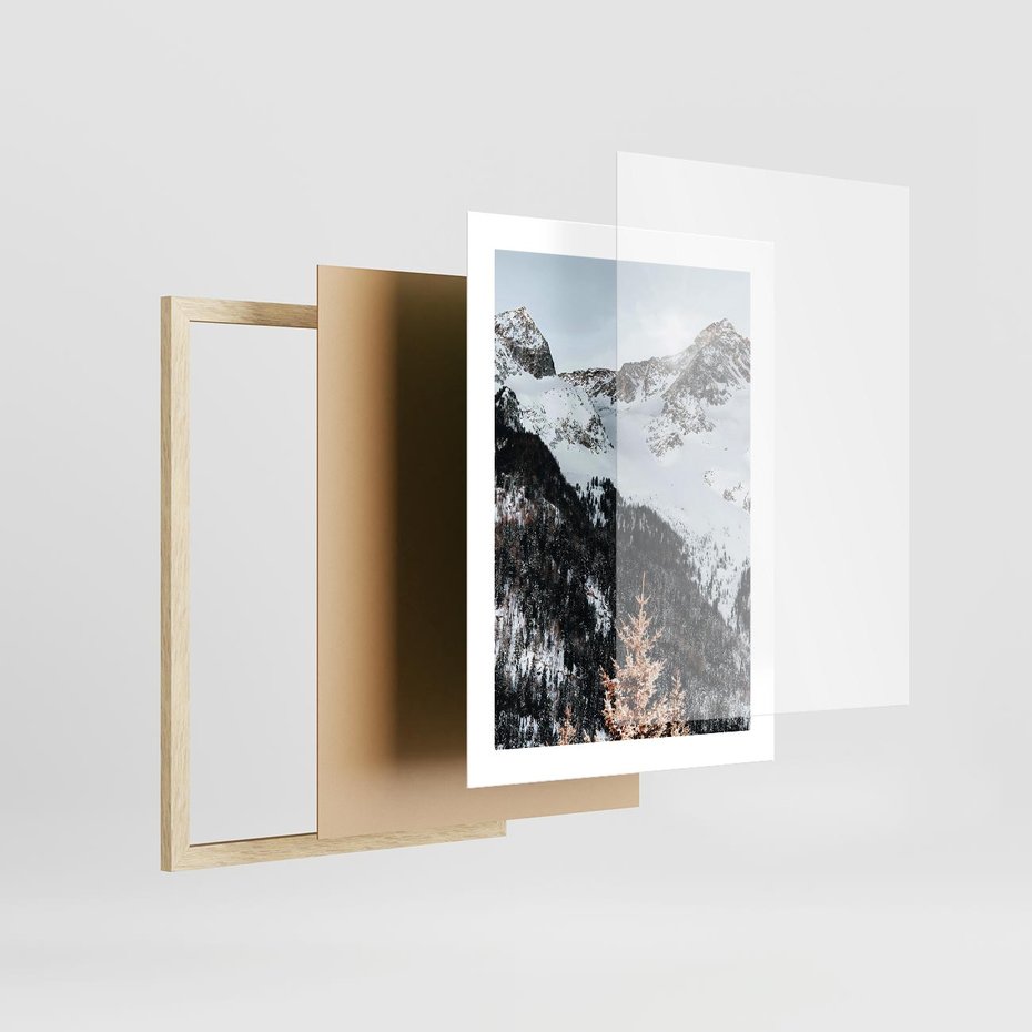 Plakat w ramie 30x40 - Górski Raj - góry, śnieg - rama drewno