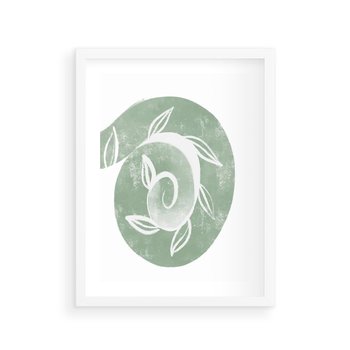 Plakat w ramie 40x50 - Zielony Świat Odpoczynku - abstrakcyjny zielony motyw, skandynawski design - rama biała