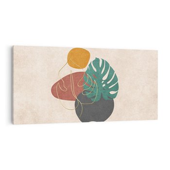 Obraz na płótnie 140x70 - Akwarelowa Magia Liści - grafika, styl mid century