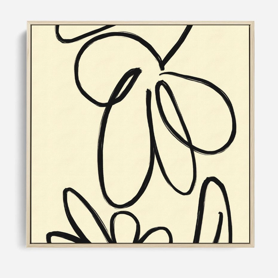 Obraz w ramie 50x50 - Złamane Granice - abstrakcyjna sztuka, przypominająca kwiat - rama drewno