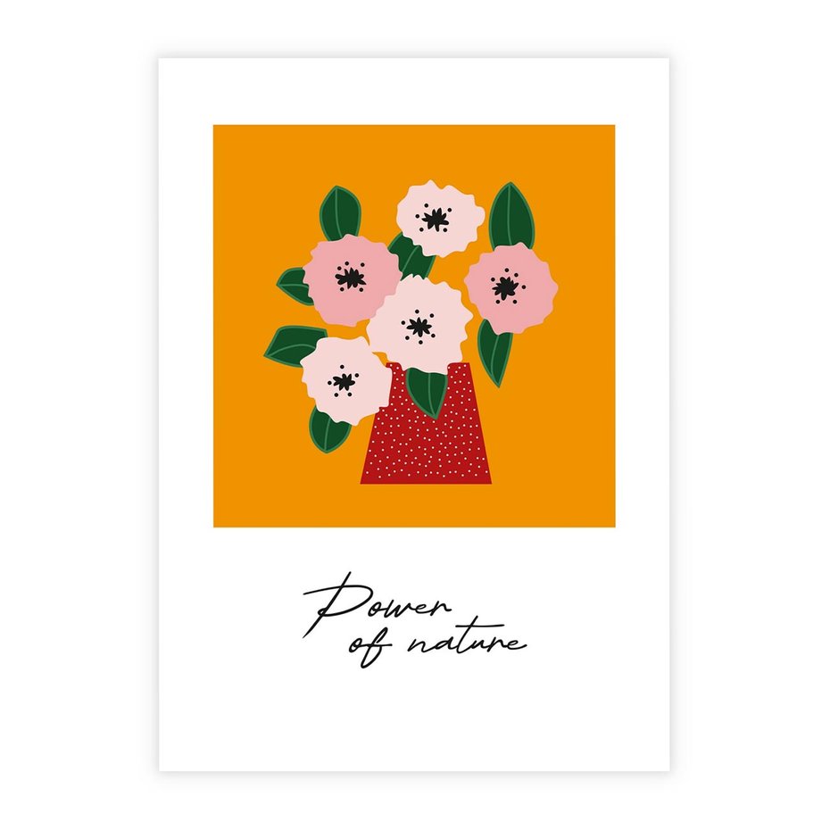 Plakat bez ramy 21x30 - Abstrakcyjna Kreska - kwiaty w wazonie, abstrakcja