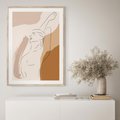 Plakat w ramie 50x70 - Sztuka Nagiej Formy - szkic nagiej kobiety, kolory beżowe - rama drewno