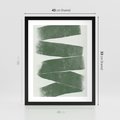 Plakat w ramie 40x50 - Zielone Refleksje - abstrakcja, zgaszony zielony kolor - rama czarna