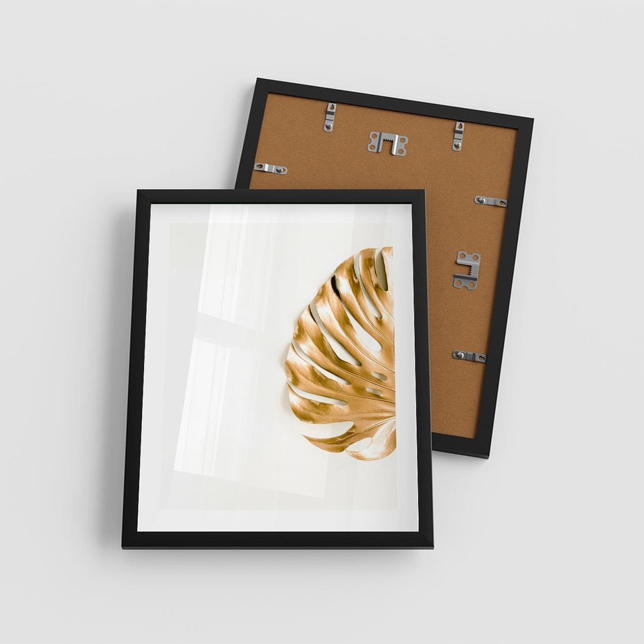 Plakat w ramie 40x50 - Przyjemność dla Oczu - złote, liście - rama czarna