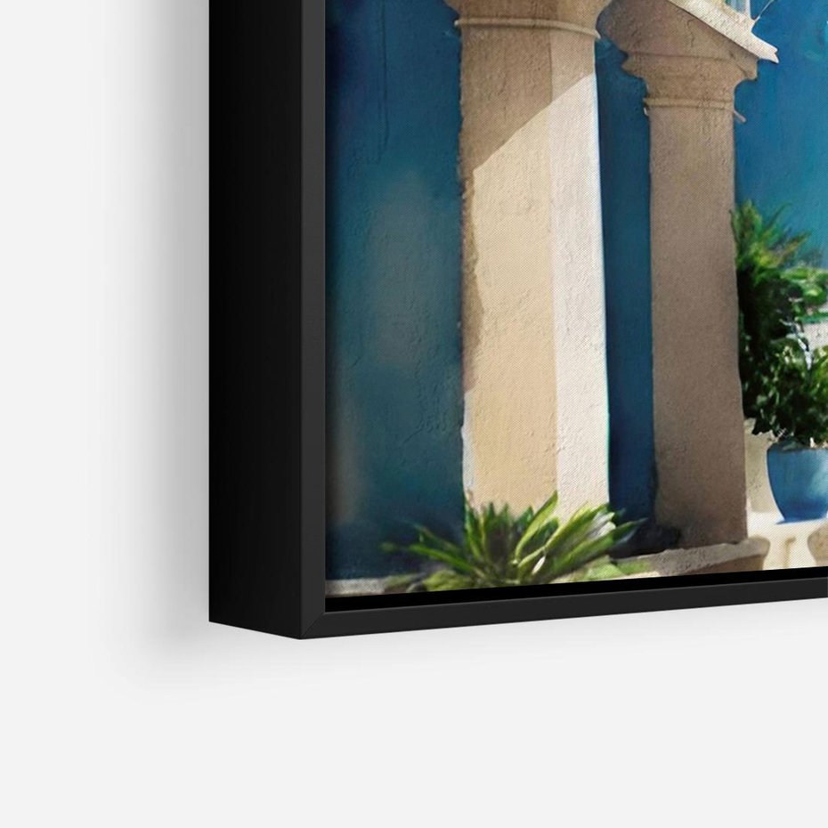 Obraz w ramie 100x70 - Nadmorskie Łuki - akwarela, śródziemnomorski klimat - rama czarna