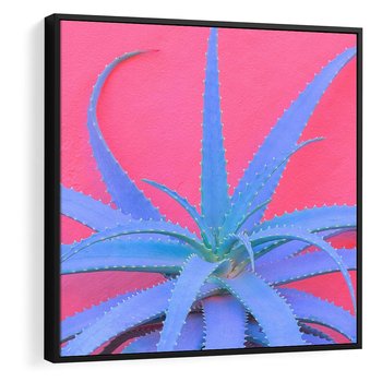 Obraz w ramie 50x50 - Piękno Pustyni - kaktusy, liście - rama czarna