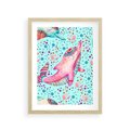 Plakat w ramie 30x40 - Lekkość W Ruchu - delfin, akwarela - rama drewno