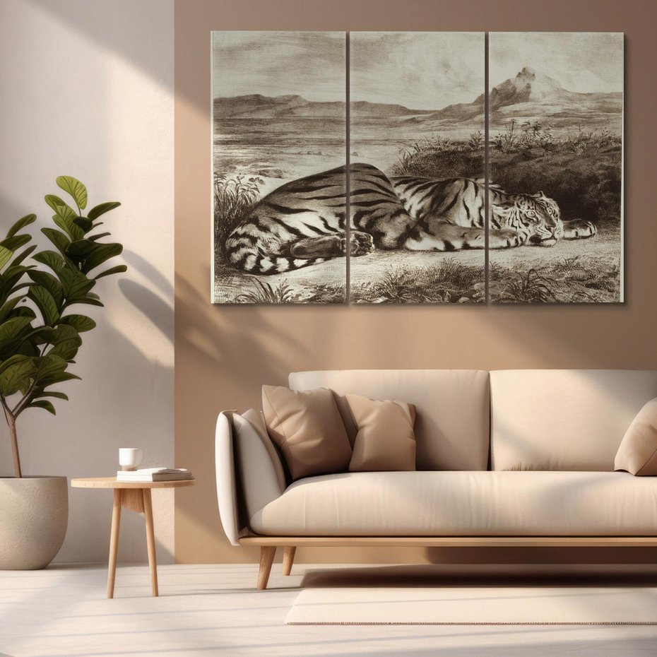 Obraz na płótnie 120x80 - "Królewski Tygrys" Eugène Delacroix - Reprodukcja - reprodukcja, obraz na płótnie