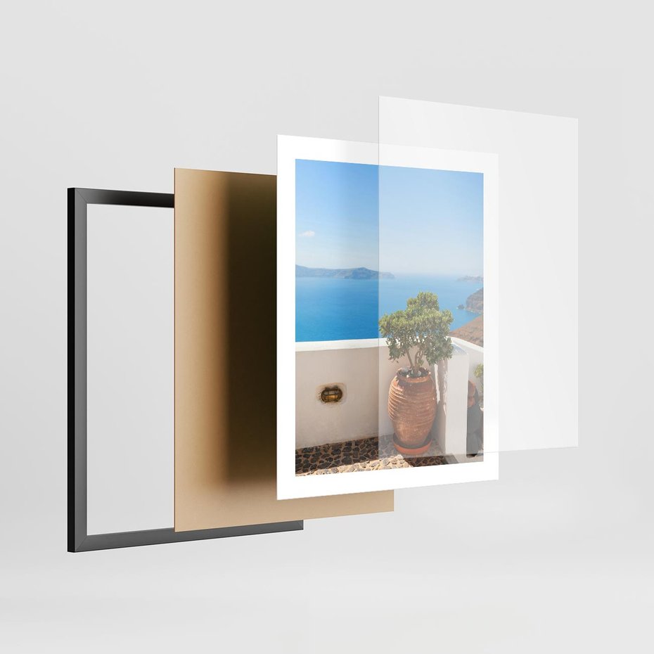 Plakat w ramie 40x50 - Santorini - oaza greckiej wyspy - Santorini, grecka - rama czarna