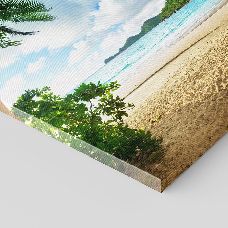 Obraz na płótnie 70x70 - Rajskie Seszele - plaża i palmy - Seszele, plaża